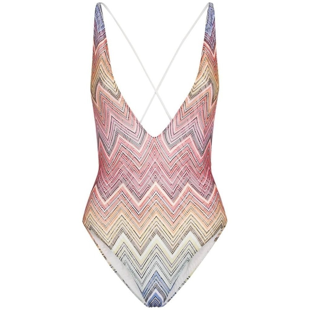 Missoni One Piece Crochet Swimsuit Zigzag Chevron Multi IT 48 MC22SP03 BR00TH